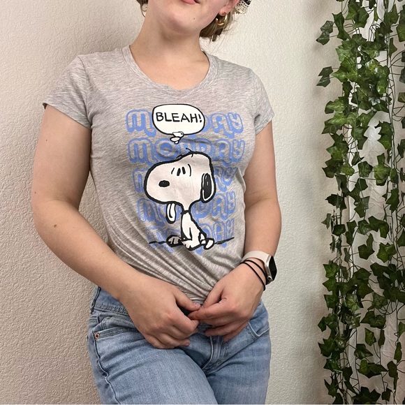 Peanuts Tops - Grey Peanuts Snoopy "Bleah" Mondays T-Shirt